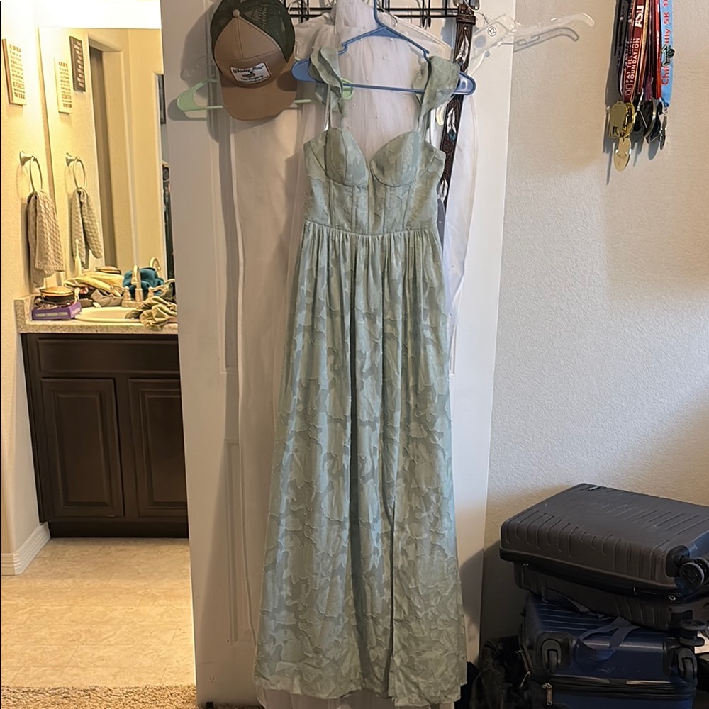 Elegant Sage Green Azazie Dress